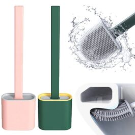 High-Quality Silicone Toilet Brush Set - Non-Slip Handle, Deep Cleaning, and Stylish Holder